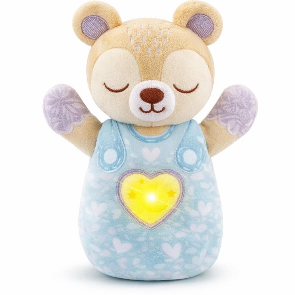 VTech - Mon Ourson Lumi Dodo Bleu, Ours en Peluche Bébé avec Veilleuse Musicale Nomade, Berceuses, Bruits Blancs et Sons de la Nature, Lavable en Machine, Cadeau de Naissance - Contenu en Français