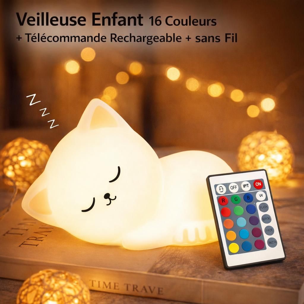 One Fire Veilleuse Enfant Veilleuse Bébé,16 Couleurs+Télécommande Rechargeable+sans Fil, Bebe Deco Chambre Enfant Rechargeable Déco Chambre