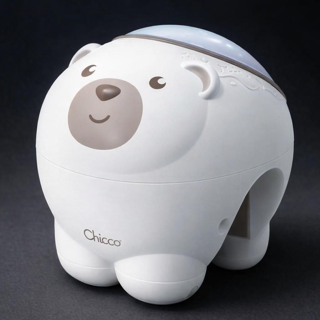 Chicco Projecteur Ours Polaire 2en1, Veilleuse bébé Pour berceaux, lits d'enfant et chevets Next2Me, projection d'une aurore boréale, 30 minutes de musique classique, sons de la nature, 0 mois et plus