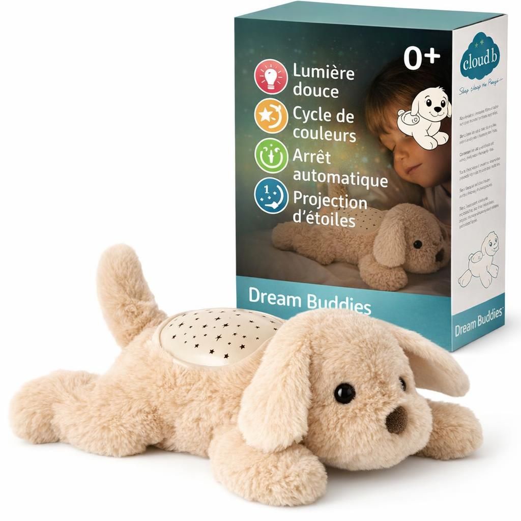 Cloud b Mini Veilleuse Apaisante Projecteur D'étoiles | Luminosité Douce | 3 Couleurs | 1 Constellation | Arrêt Automatique | Veilleuse Peluche Chien Dream Buddies Patch the Puppy