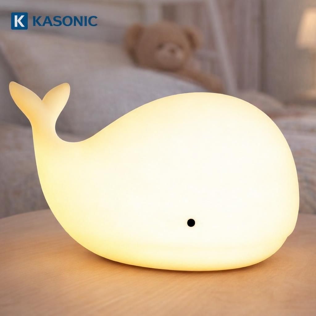 K KASONIC Nuit Lumière pour Enfants, RGB Silicone Veilleuse pour Tout-Petits, Mignonne Lampe de Nuit Animale avec Contrôle Tactile, Lumières de Nuit pour Enfants pour Chambre à Coucher, Baleine