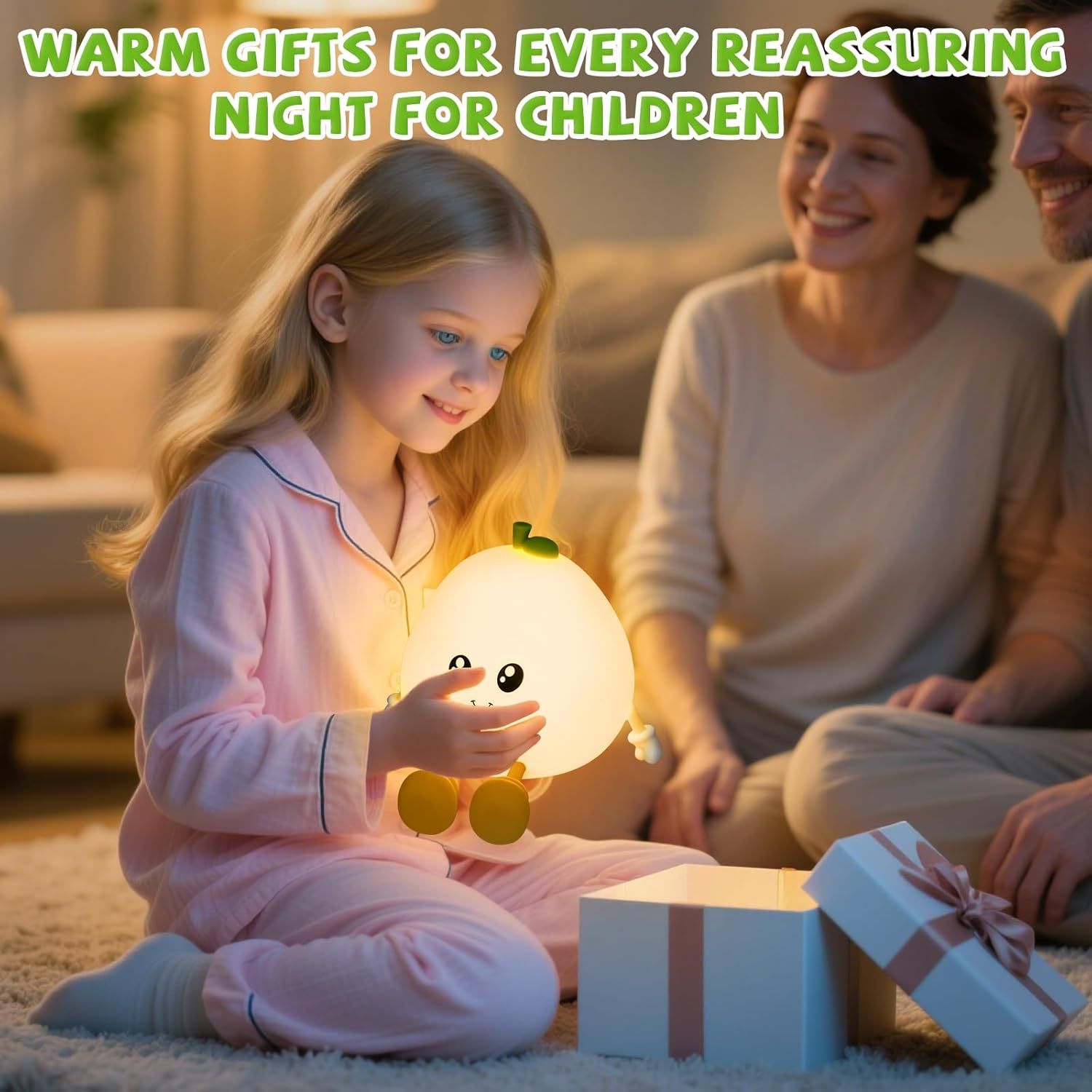 Veilleuse Enfant Rechargeable Veilleuse Bébé Lampe, 3 Intensités Réglables LED Filles, Silicone Lampe de Chevet Tactile pour Enfants Adulte Chambre Décoration Nouveau-né,Cadeau