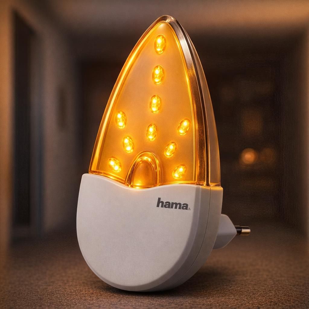 Hama Veilleuse nocturne Amber (LED pour la chambre d'enfants, économie d'énergie, seulement 0,2 W, lampe d'orientation pour couloir et cave, éclairage d'ambiance, lampe de nuit, fiche Euro) Ambre