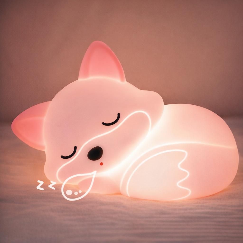 YuanDian Veilleuse Renard pour Filles, Lampe en Silicone Renard Squishy Cadeaux Nouveauté, Veilleuse de Chevet Tactile Rechargeable à Intensité Variable avec Minuterie pour Allaitement Tout-petits