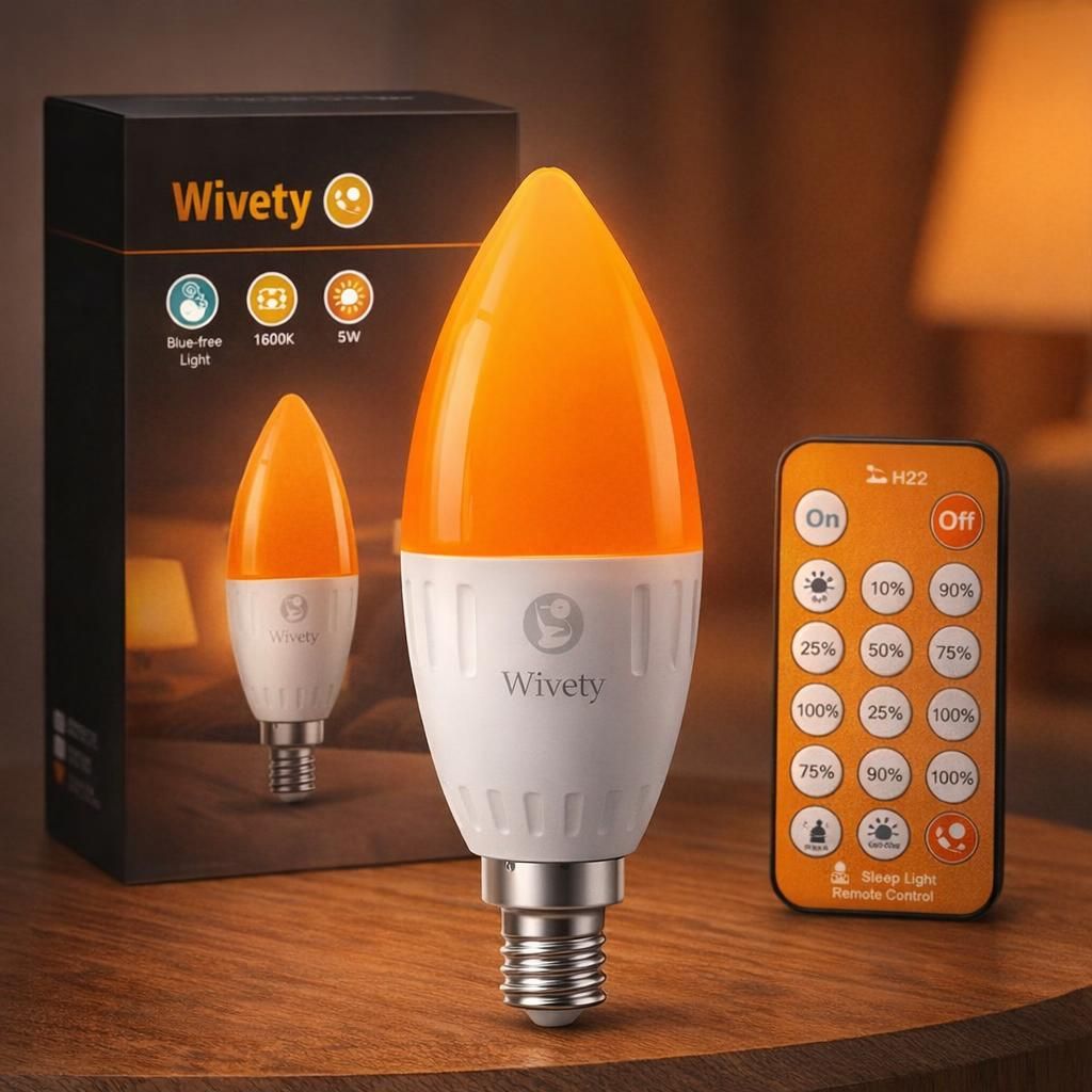 LED Ampoule E14 de Sommeil avec Télécommande, Ampoule Ambre sans Lumiere Bleue 1600K, 5W Pour la Chambre de Bébé, la Chambre à Coucher (4 paquets)