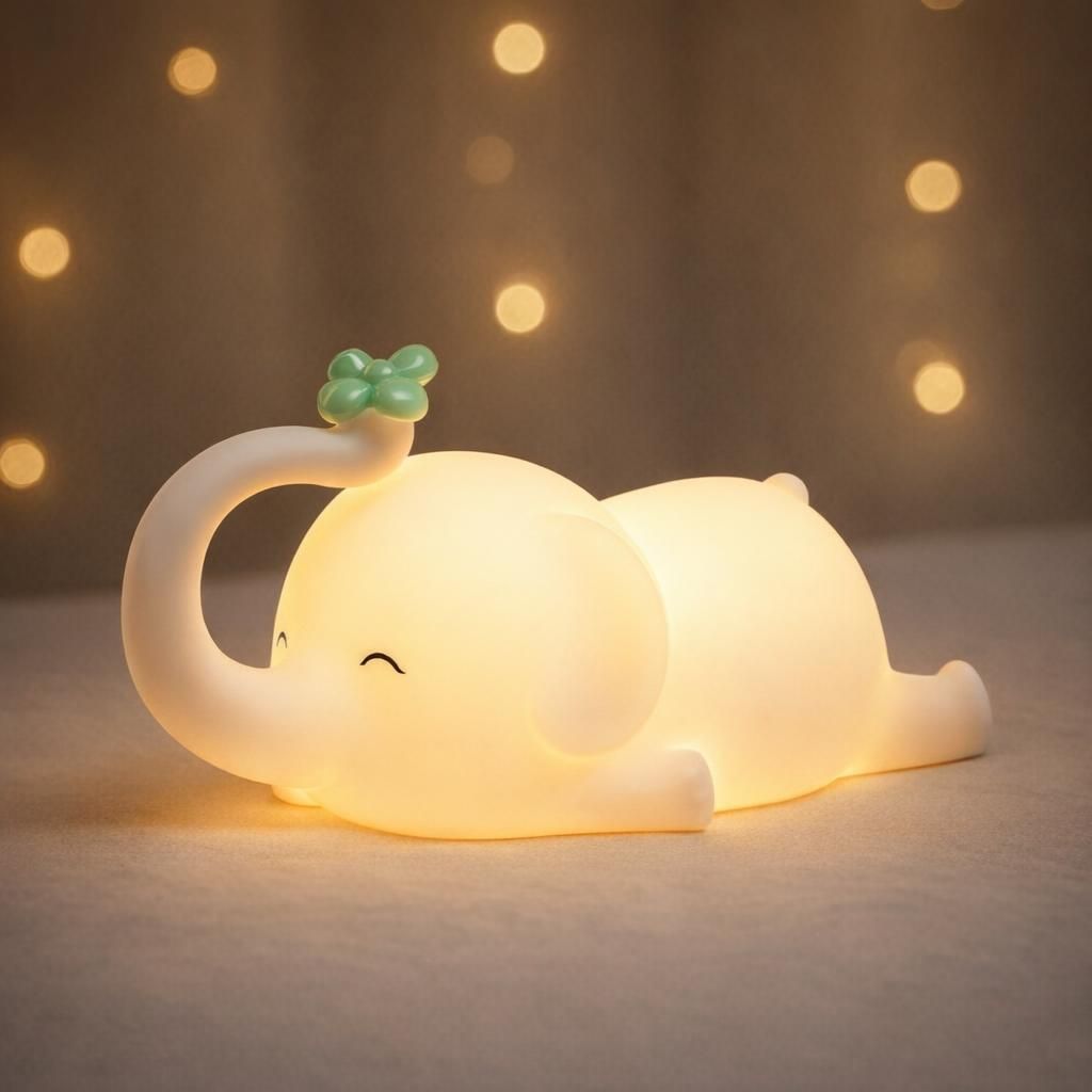 Veilleuse Bébé Veilleuse Enfant 3 Modes d'éclairage, Lampe de Chevet en Silicone avec Contrôle Tactile et Fonction de Synchronisation Veilleuses mignonnes d'éléphant de bébé pour Garçons de Filles
