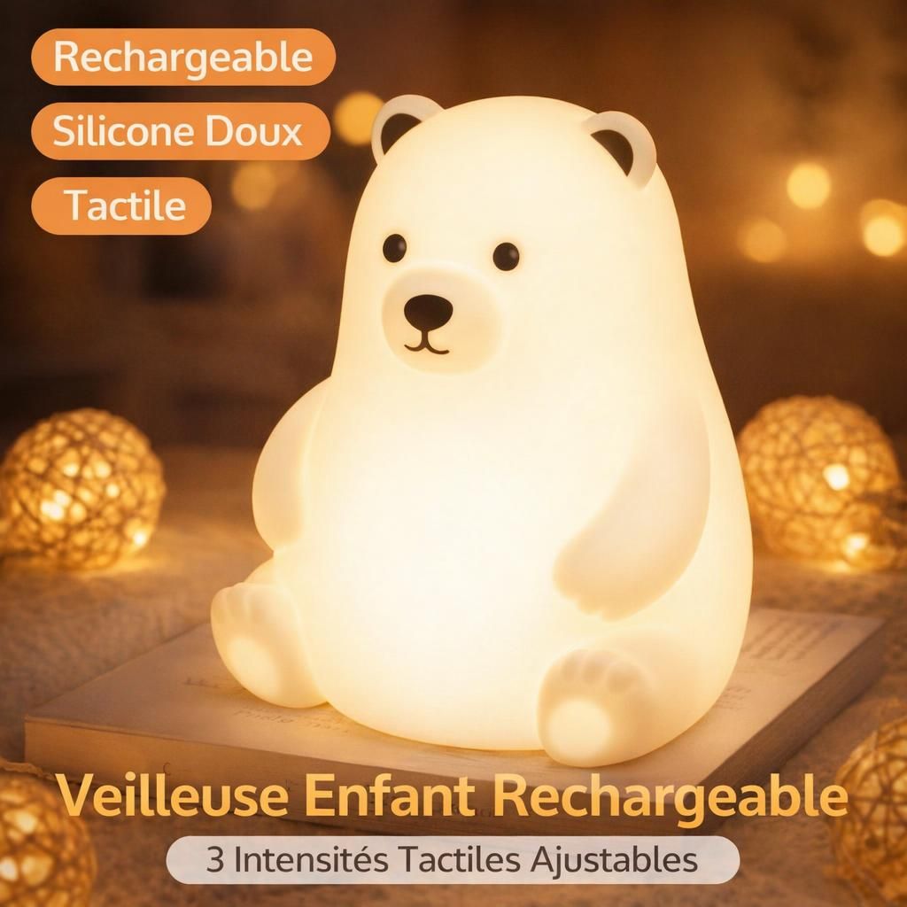 Veilleuse Enfant Rechargeable Veilleuse Bébé Lampe, 3 Intensités Réglables LED Filles, Silicone Lampe de Chevet Tactile pour Enfants Adulte Chambre Décoration Nouveau-né,Cadeau