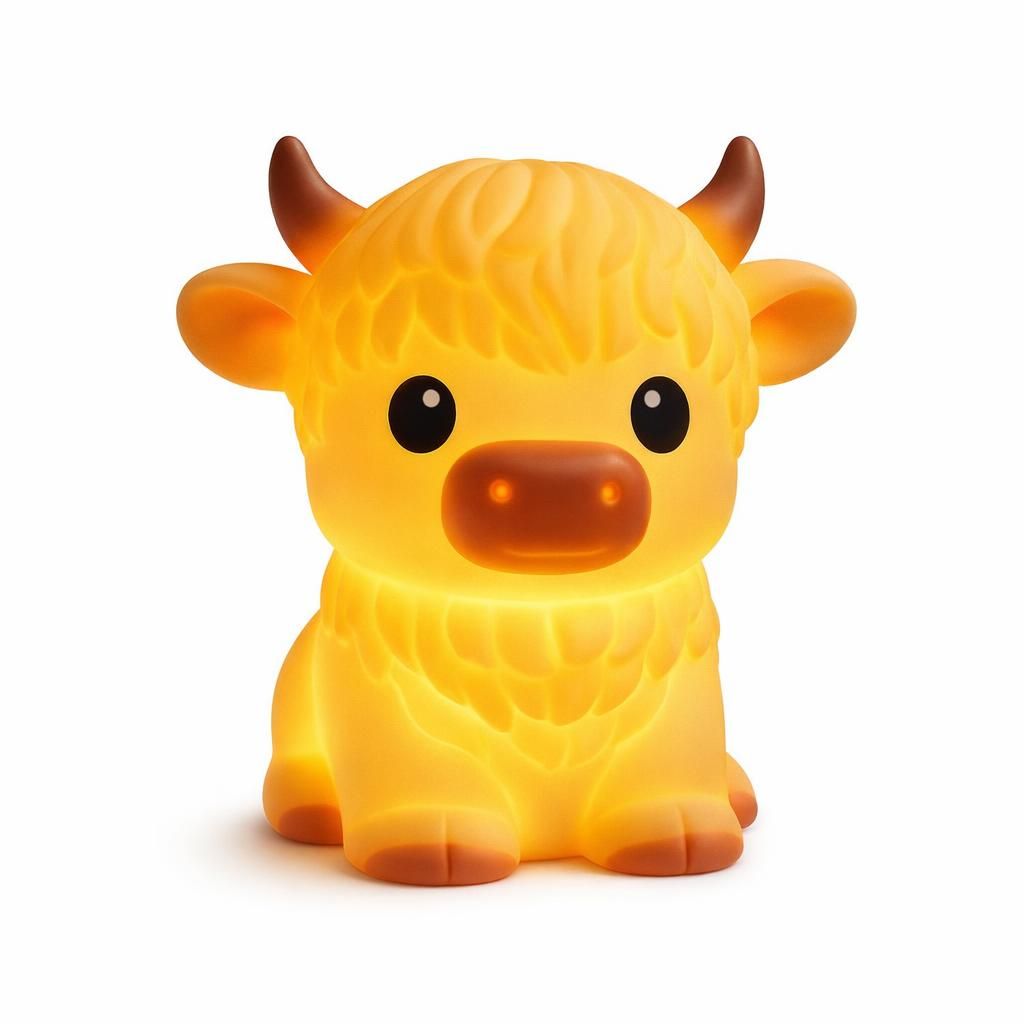 Mewaii Highland Cow Veilleuse, Lampe Tactile en Silicone Doux et Dimmable, Cadeau Vache des Highlands pour Garçons et Filles avec Minuterie Auto-Extinction 30 min, Décoration Mignonne pour Chambre