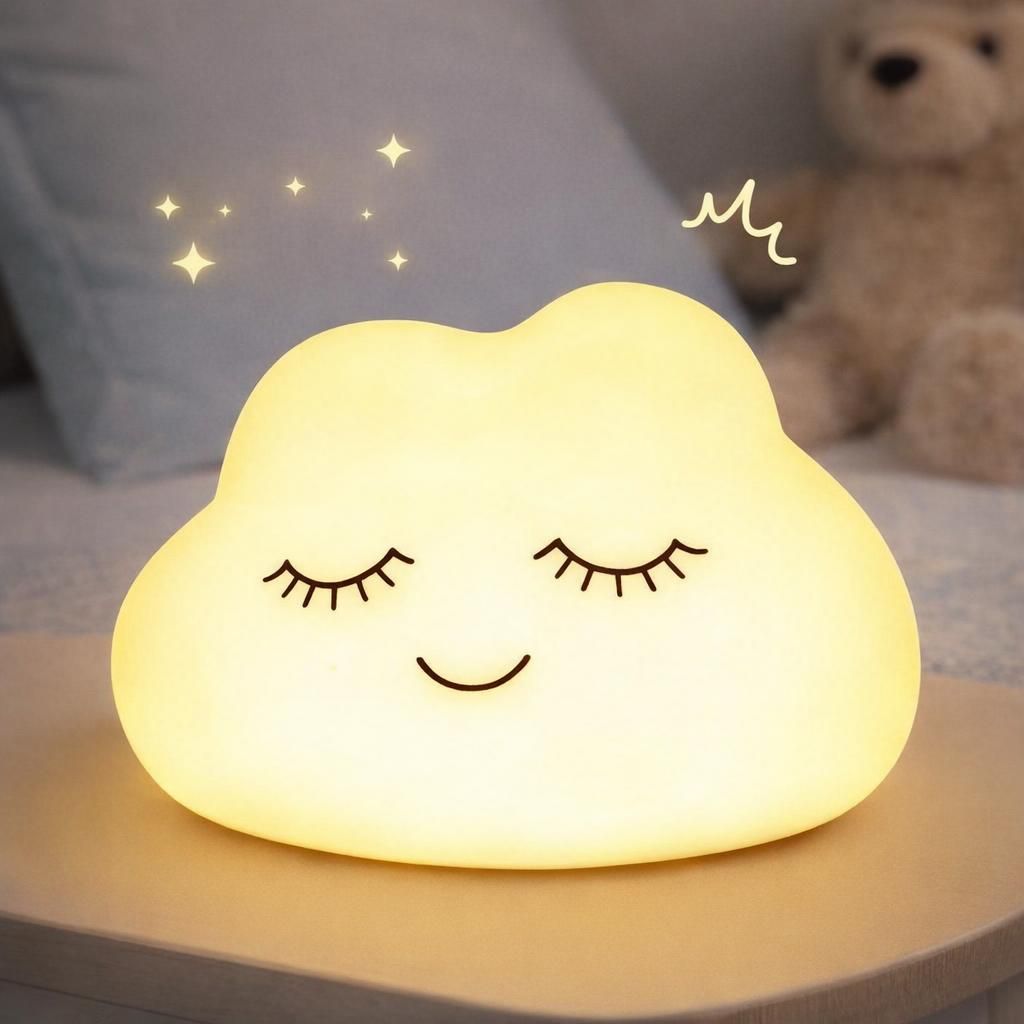 Veilleuse pour enfants, 7 couleurs, veilleuse en silicone pour enfants, 3 niveaux de luminosité, rechargeable antireflet pour chambre d'enfant, lampe de chevet tactile mignonne et moelleuse