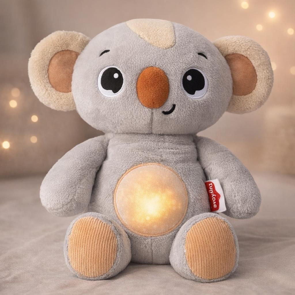 Tiny Love Koala Mon copain câlin, Peluche Bébé, 0+ Mois, Veilleuse Peluche qui Respire avec Mouvement Apaisant, Musique, Bruits Blancs et Lumières, Recharge USB-C, Doudou Bébé, Collection Boho Chic