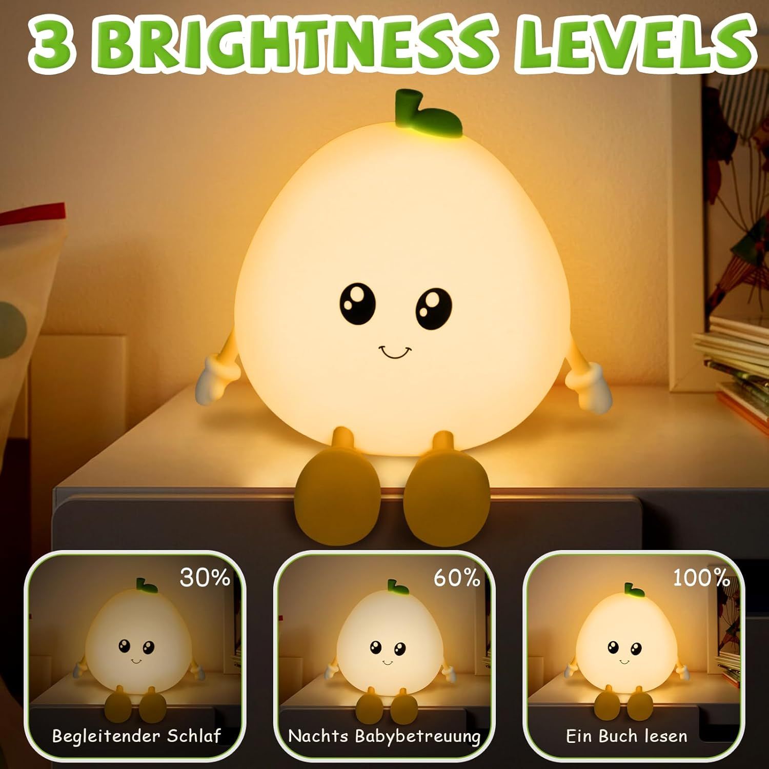 Veilleuse Enfant Rechargeable Veilleuse Bébé Lampe, 3 Intensités Réglables LED Filles, Silicone Lampe de Chevet Tactile pour Enfants Adulte Chambre Décoration Nouveau-né,Cadeau