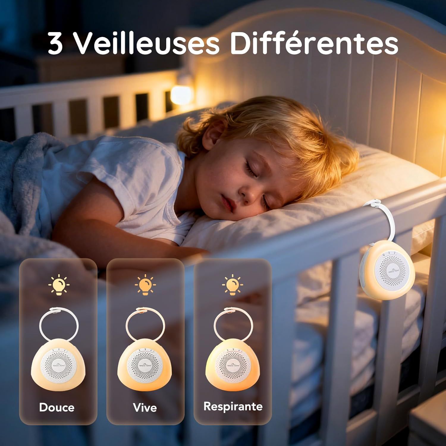 Easy@Home Machine à bruit blanc portable avec 30 sons relaxants, minuterie automatique et lumière de nuit | Idéal pour les bébés et les adultes, générateur de bruit blanc pour dormir et se détendre