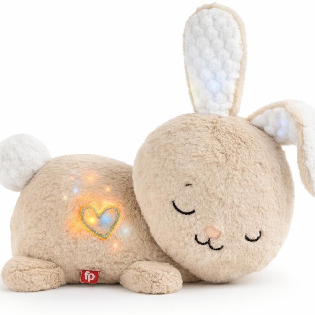 Fisher-Price Peluche Veilleuse Mon Lapin Câlin, jouet apaisant avec musique, lumières et mouvement pour nouveau-nés, HXG97
