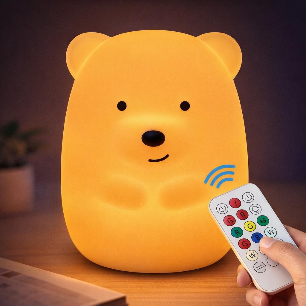 Ours veilleuse portable pour chambre enfant lumières d'animaux rechargeables lampe décoratives Convient aux enfants, garçons, filles, adolescentes, étudiants, personnes âgées – Taille M