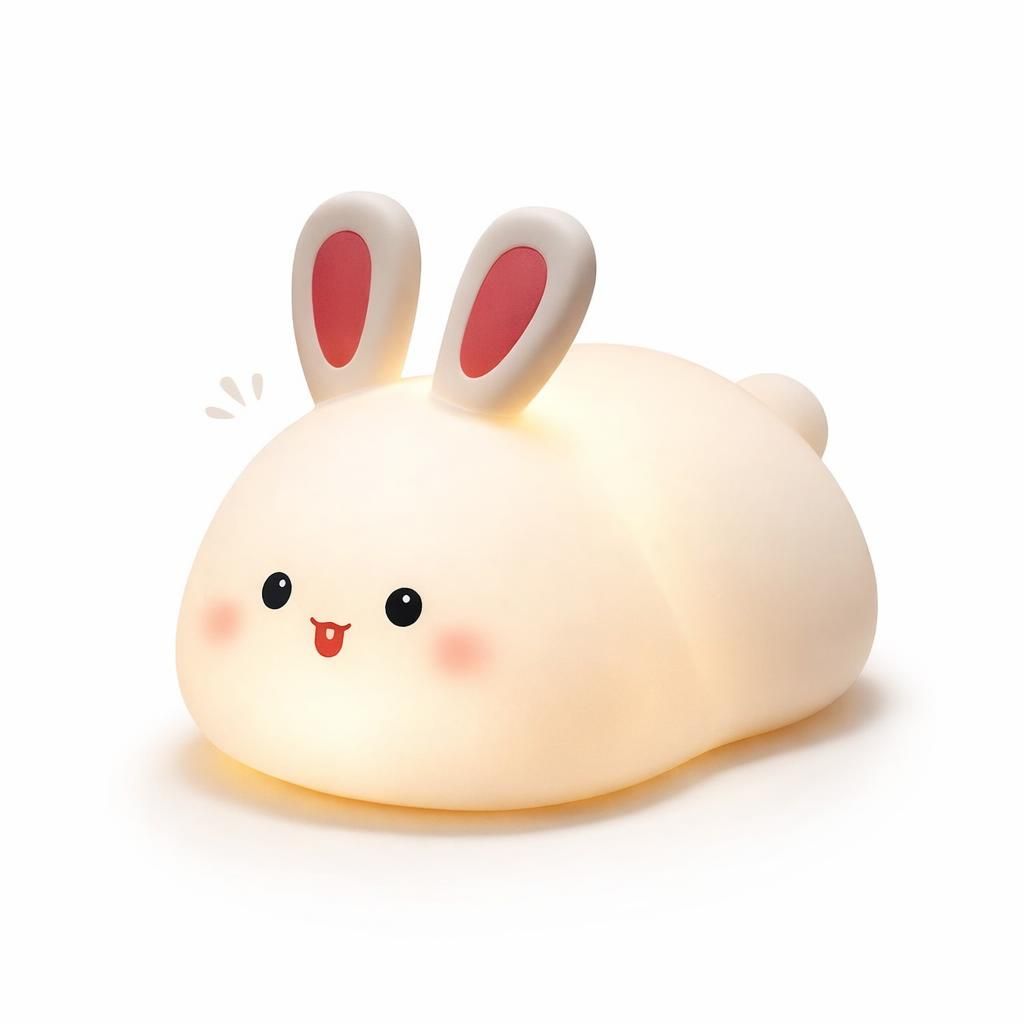 URAQT Veilleuse Tactile Lapin, Veilleuse Bebe Silicone Rechargeable, Lampe Lapin 3 Niveaux Réglables, Portable Lampe Rabbit pour enfants Fille Garcon Noël