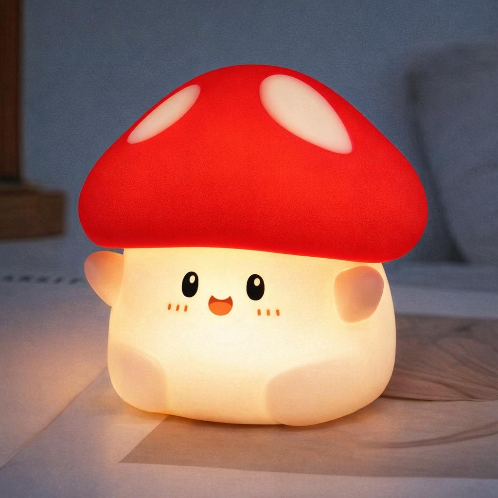 Champignon Veilleuses pour Enfants, Silicone Lampe de Chevet avec USB Rechargeable Peut être Chronométré, Cadeaux pour Bébé Garcon Fille Adulte Chambre Décoration Nouveau-né