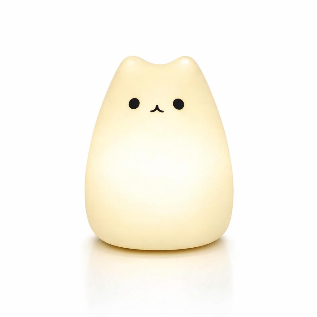 Veilleuse Enfant/Bébé,7 Couleurs Kawaii Chat,Veilleuse LED Rechargeable,Fonction Minuterie Lampe Chevet Silicone, Tactile Cadeau Fille