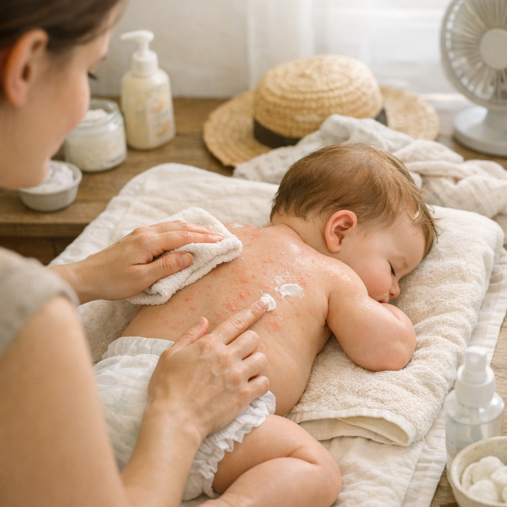 Bouton de chaleur bébé : que faire pour le soulager en 5 étapes ?