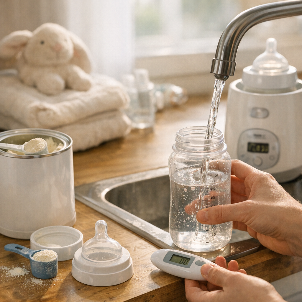 Préparation du biberon : eau, température et sécurité
