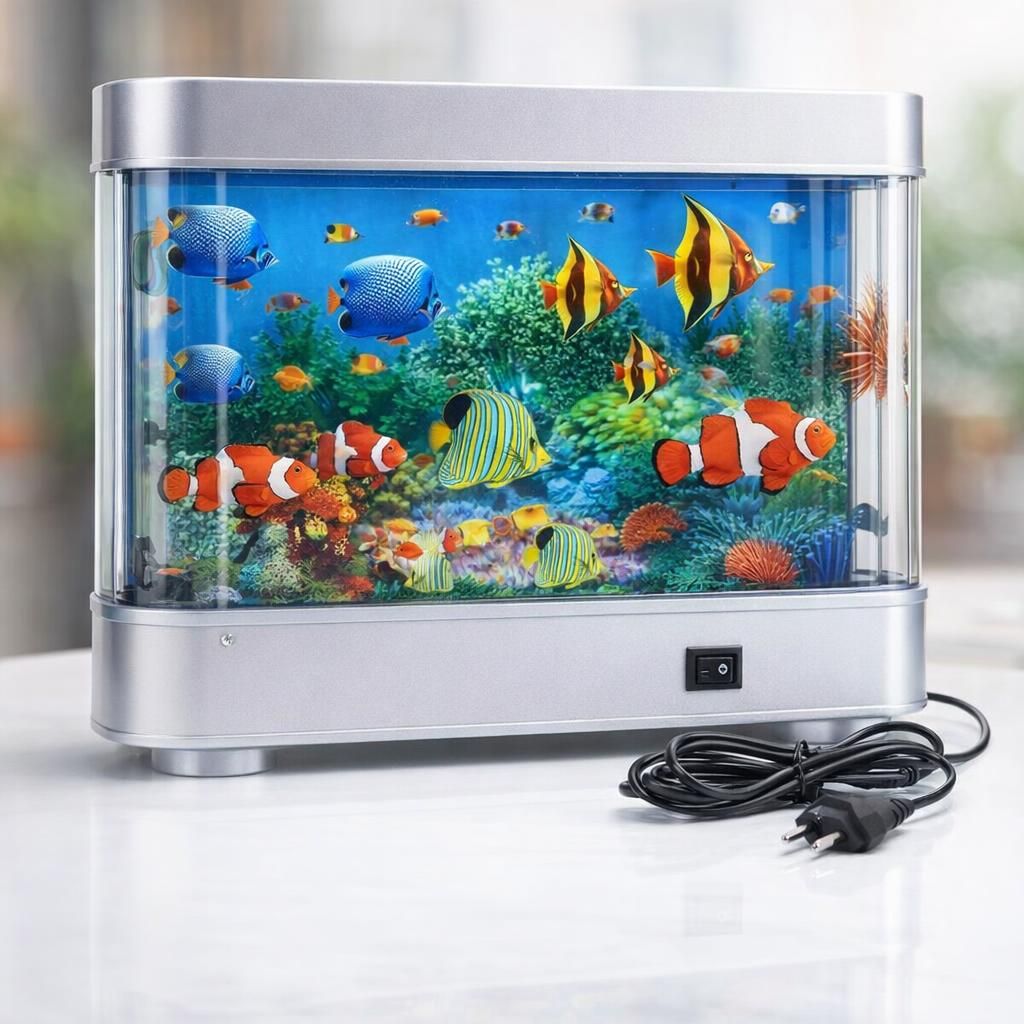 Aquarium Bebe Lampe Poisson Veilleuse d'ambiance pour Aquarium Lampe de Simulation de Poissons Tropicaux avec Prise européenne Artificiel Paysage Tropical Décoration