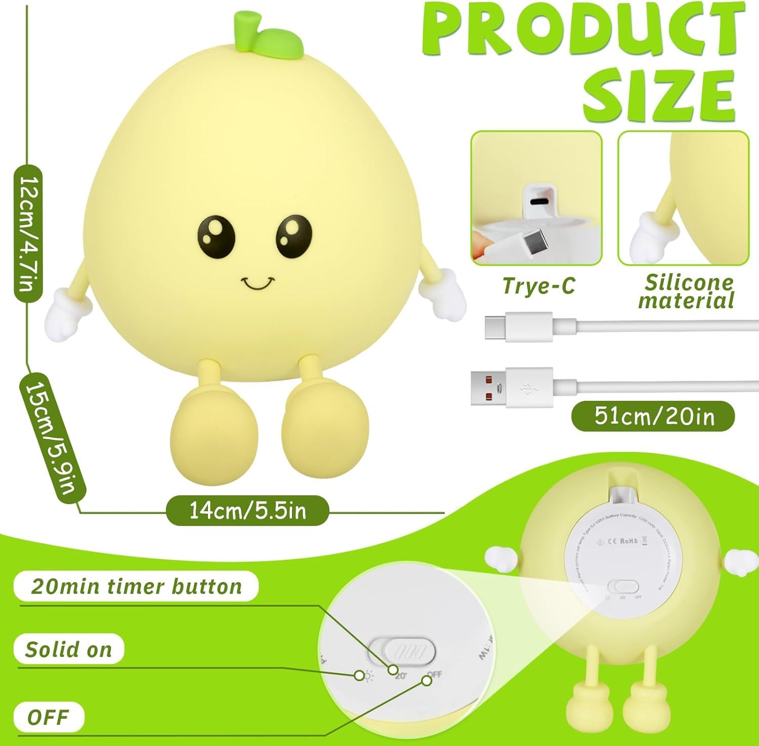 Veilleuse Enfant Rechargeable Veilleuse Bébé Lampe, 3 Intensités Réglables LED Filles, Silicone Lampe de Chevet Tactile pour Enfants Adulte Chambre Décoration Nouveau-né,Cadeau