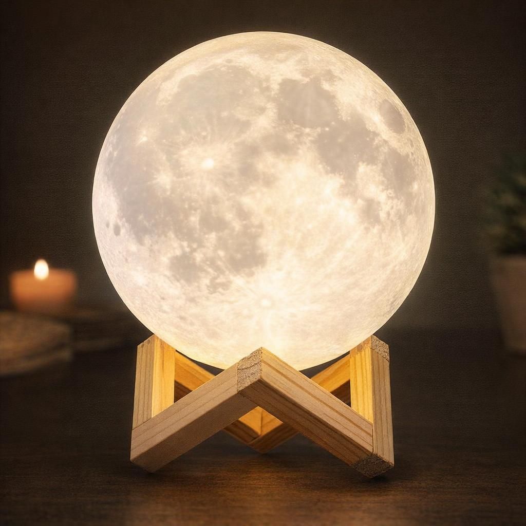 Lampe Lune 3D, ALED LIGHT Veilleuse LED Lampe Luna Tactile 3 Couleurs, 15cm/5,9inch Diamètre, USB Rechargeable Veilleuse Lune pour Chambre Salon Café Cadeau Anniversaire Noël