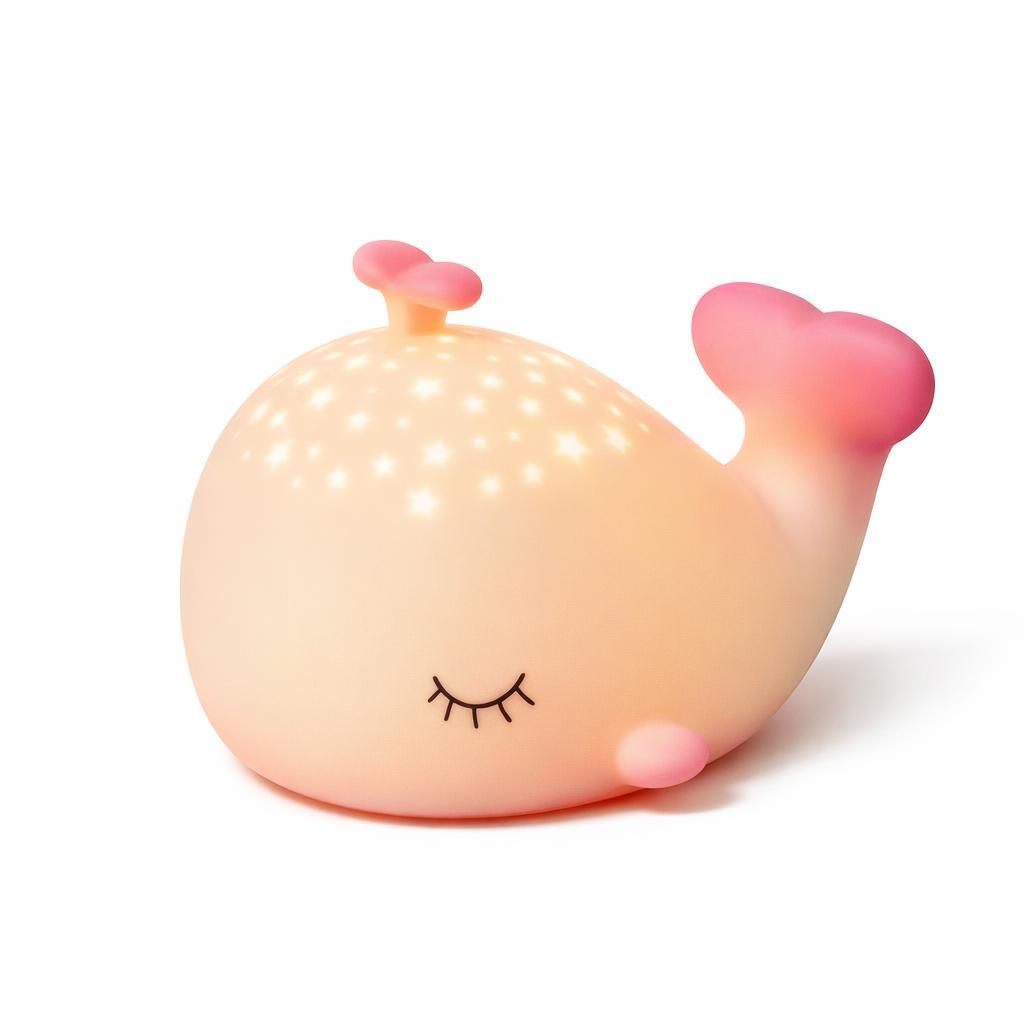 Veilleuse Bébé Baleine avec 7 Couleurs 3 Luminosité, Contrôle Tactile Recharge USB Fonction Minuterie, Lampe de Chevet pour Chambre d’Enfant, Cadeau Veilleuse en Silicone Doux pour Enfant