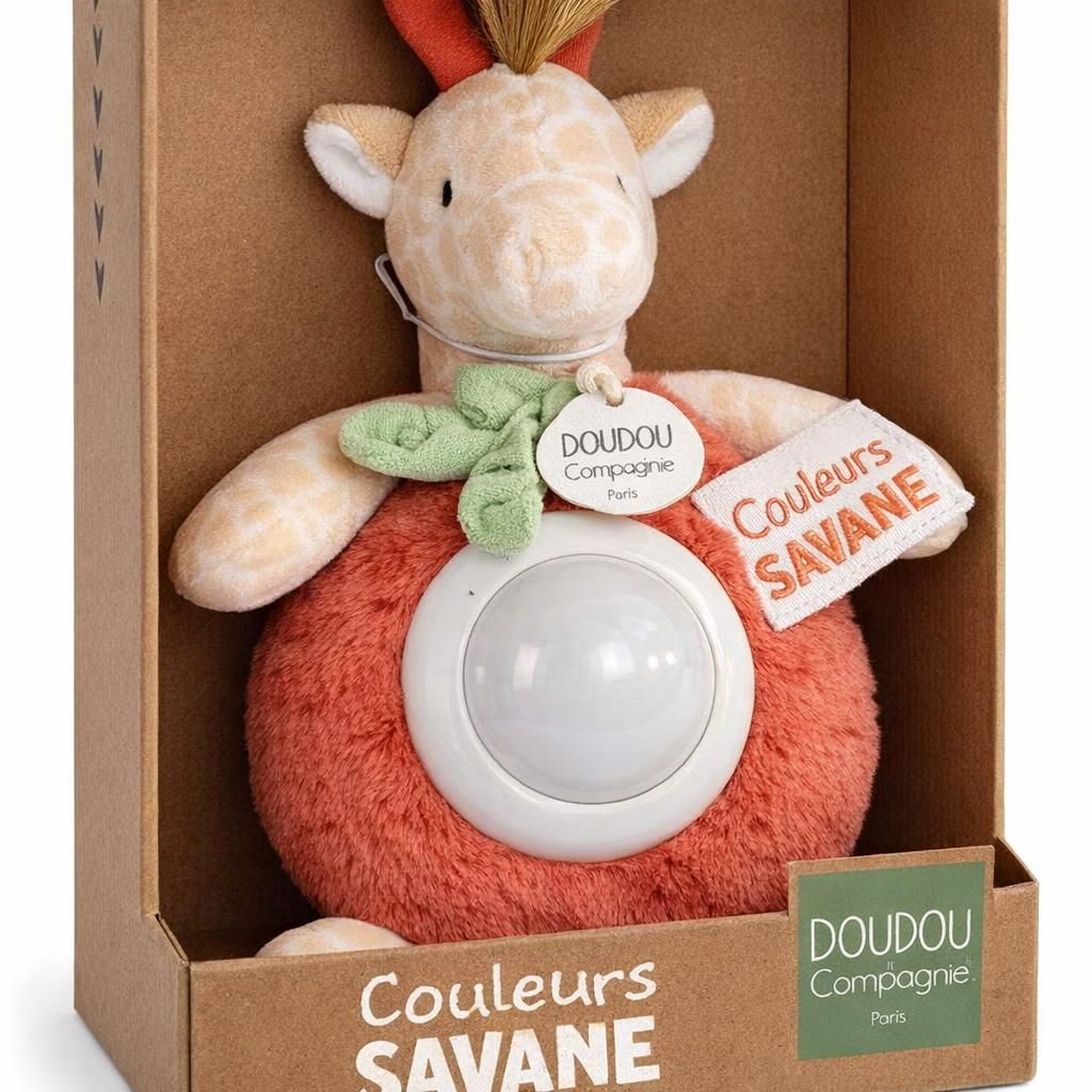 Doudou et Compagnie - Couleurs Savane - Veilleuse Girafe- Beige - 15cm - Cadeau Naissance - DC4075