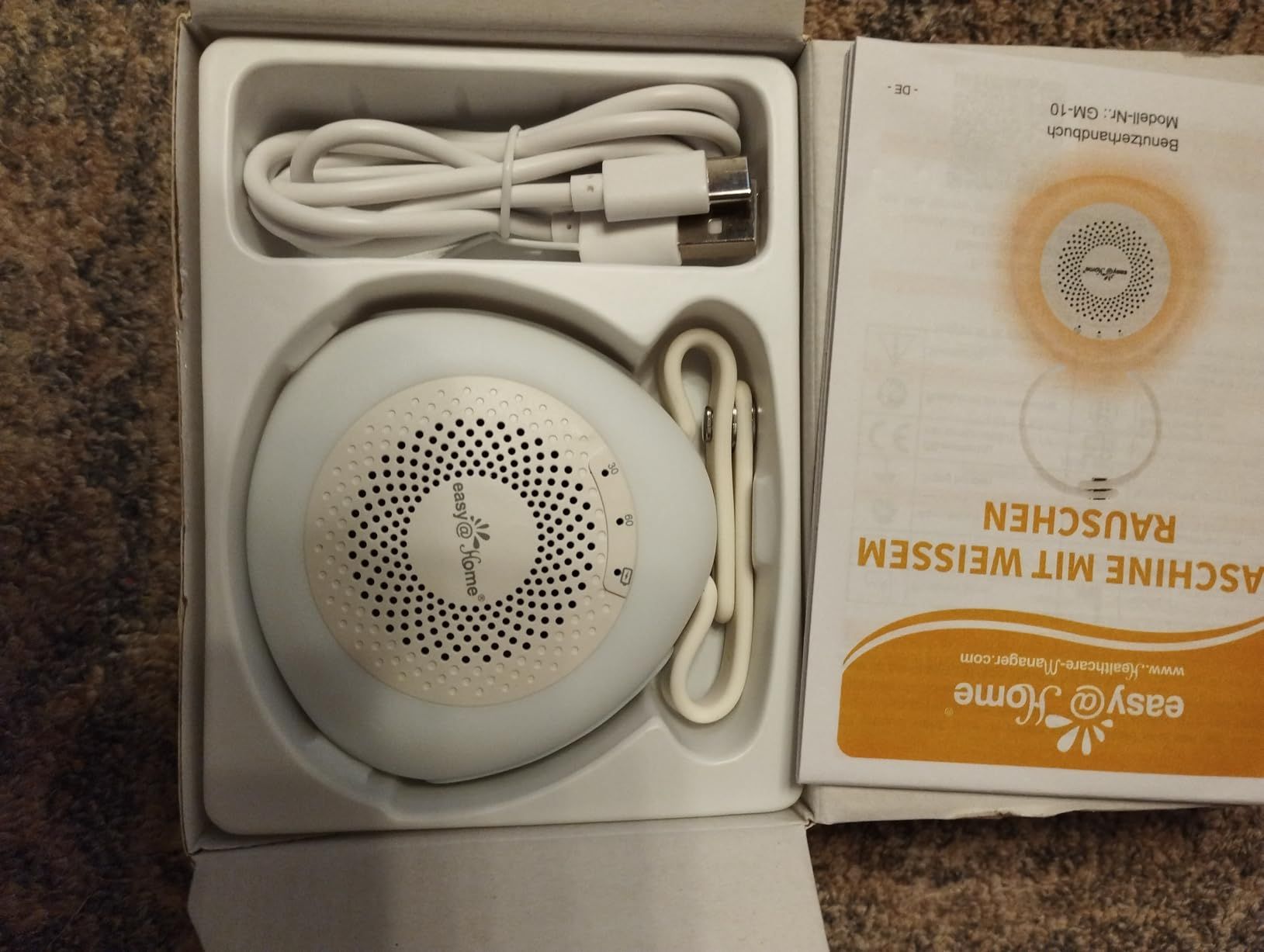 Easy@Home Machine à bruit blanc portable avec 30 sons relaxants, minuterie automatique et lumière de nuit | Idéal pour les bébés et les adultes, générateur de bruit blanc pour dormir et se détendre