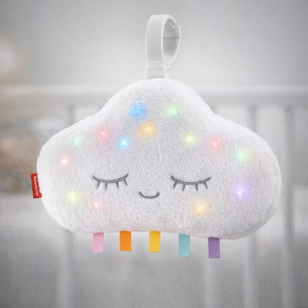 Fisher-Price Mon Nuage Dodo, veilleuse peluche pour bébé avec attache pour berceau, musique et lumières, dès la naissance, GJD44