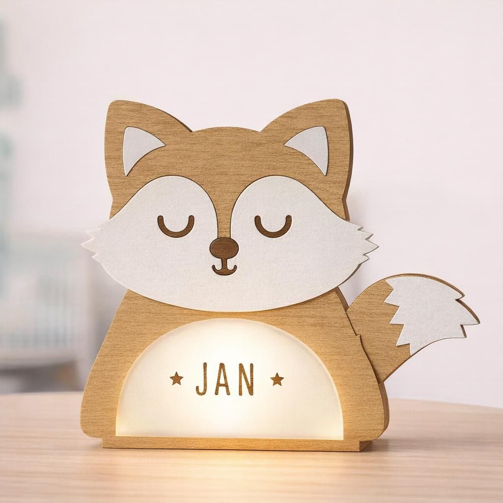 WONDEE Vintiun Veilleuse Bébé Personnalisée, [4 modèles] Lampe Veilleuse Enfant de Renard - Cadeau Bebe naissance personnalisé - Lampe de Chevet Chambre, Decoration Chambre Bebe, Garcon et Filles