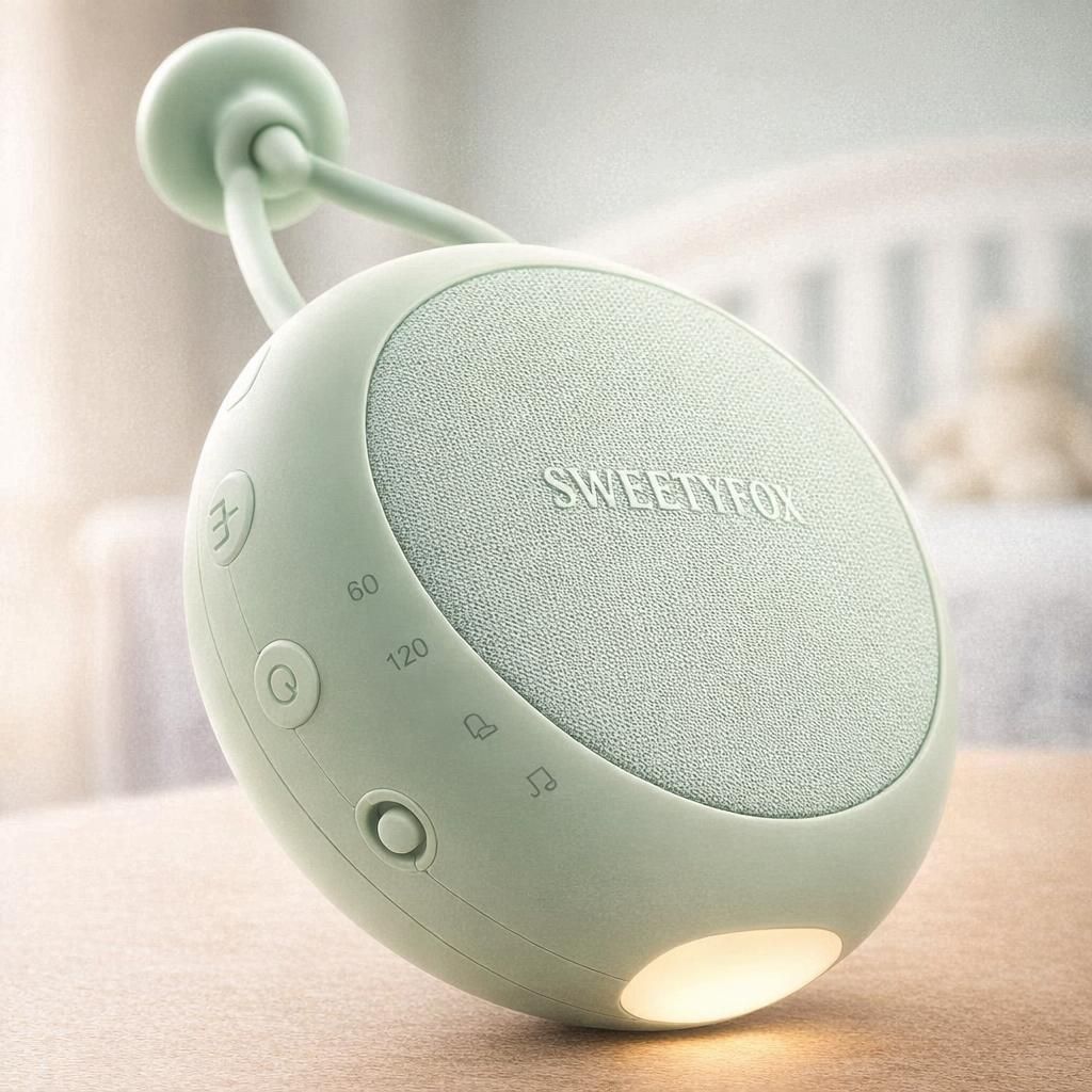 Sweety Fox Machine Bruit Blanc Bebe - Vert - Berceuse Bebe, Veilleuse et Bruit Blanc Bebe Sommeil, 15 Sons, USB Rechargeable