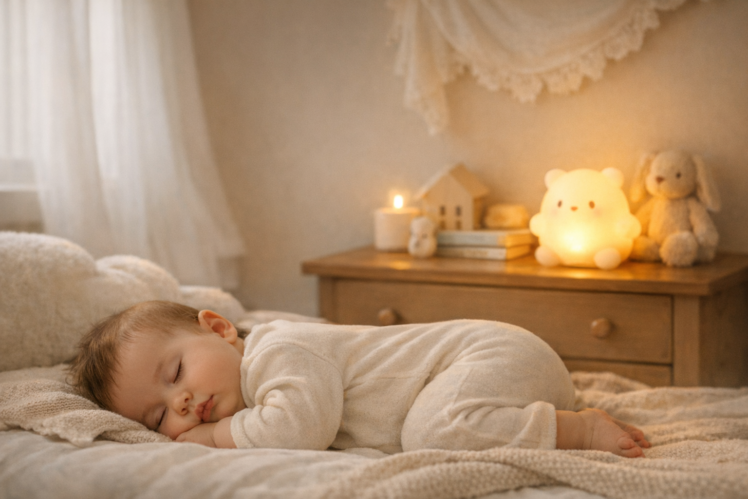 Rituel du coucher bébé avec une veilleuse apaisante