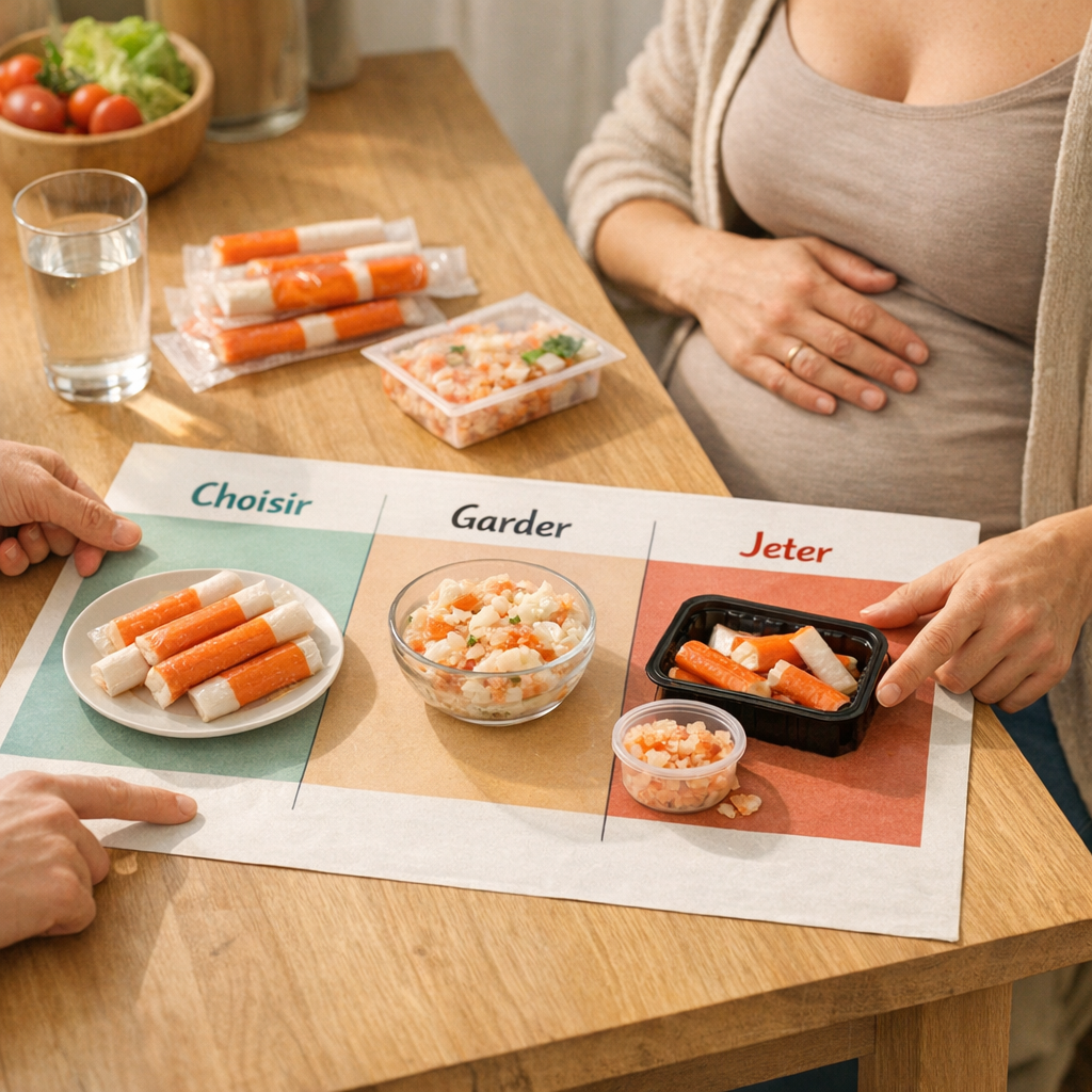 Matrice pratique : quel surimi choisir, garder ou jeter pendant la grossesse ?