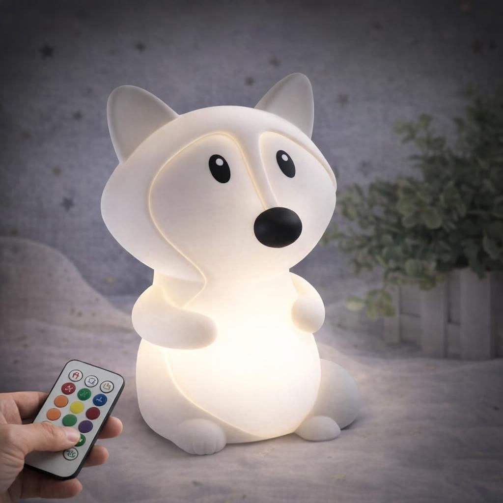 Renard Veilleuse enfants - Pat Veilleuse en silicone pour bébé, lampe de chambre d'enfant en bas âge, lumière de décompression - Luminosité et couleur réglables et temps de travail - moyen