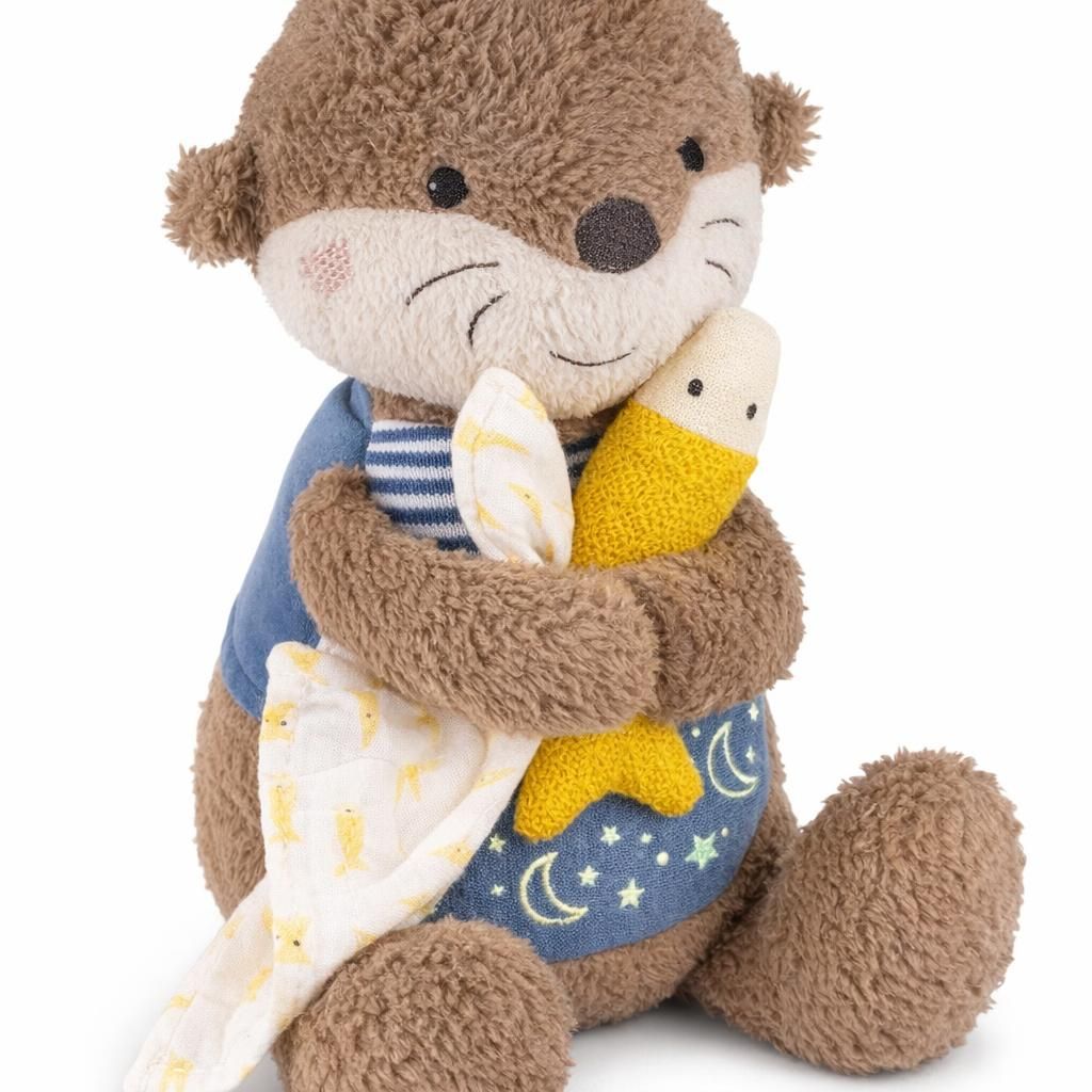 Fehn veilleuse loutre - peluche et aide au sommeil avec broderie Glow-in-The-Dark et module veilleuse, pour bébés et enfants à partir de 0 mois