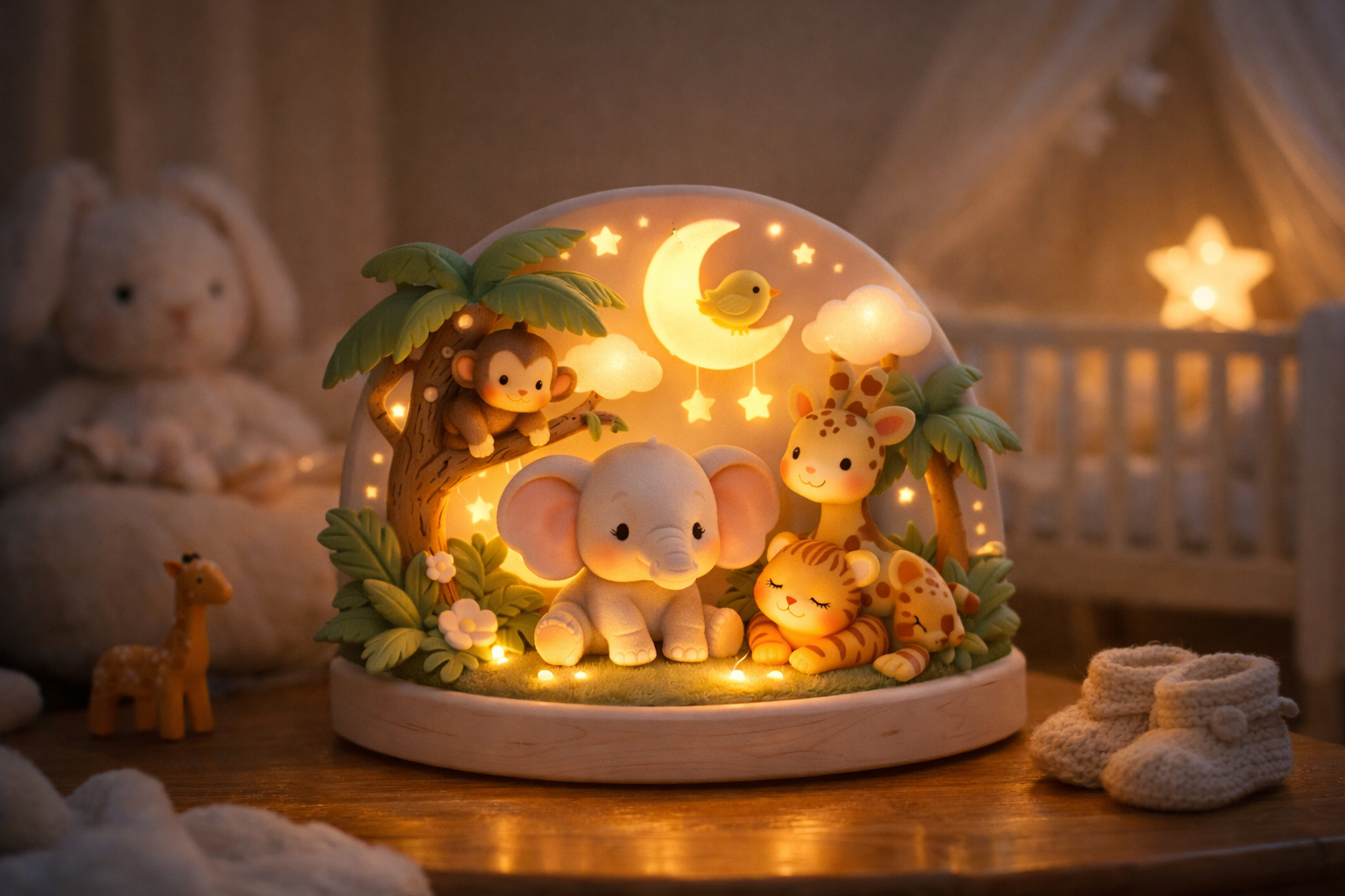 Veilleuse bébé animaux de la jungle : l'accessoire rêvé pour une nuit paisible