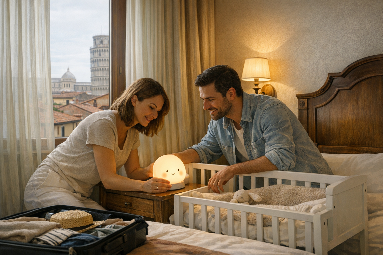 Voyager à Pise avec bébé : veilleuse et hôtel serein