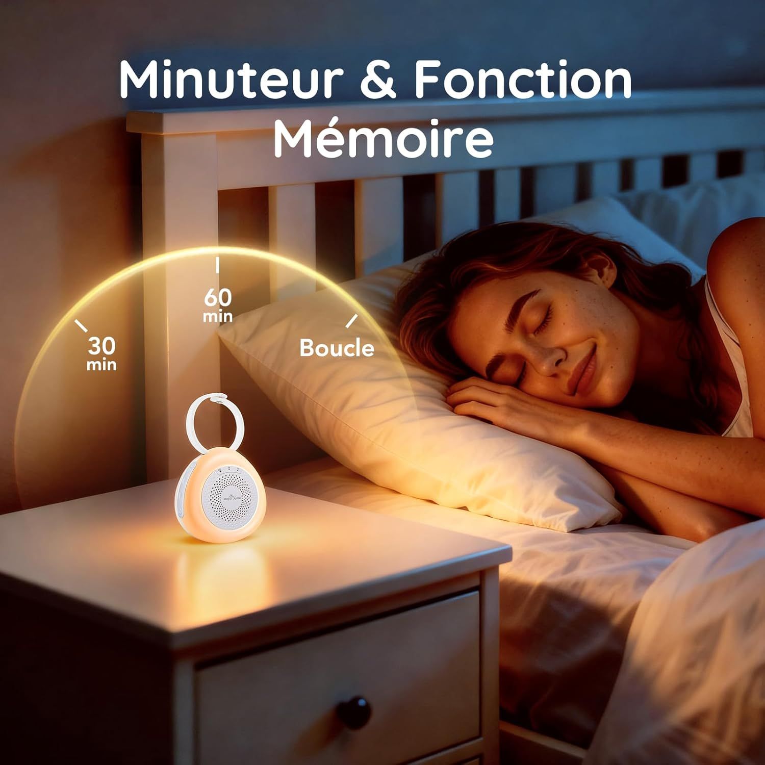 Easy@Home Machine à bruit blanc portable avec 30 sons relaxants, minuterie automatique et lumière de nuit | Idéal pour les bébés et les adultes, générateur de bruit blanc pour dormir et se détendre