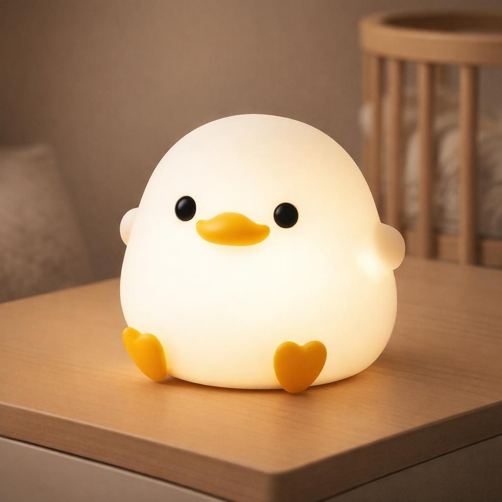 Veilleuse Canard Enfant, Bébé Silicone Animal Mignon, Rechargeable USB Lampe de Chevet Avec Capteur Tactile et Minuteur Pour Décor de Chambre de Bébé