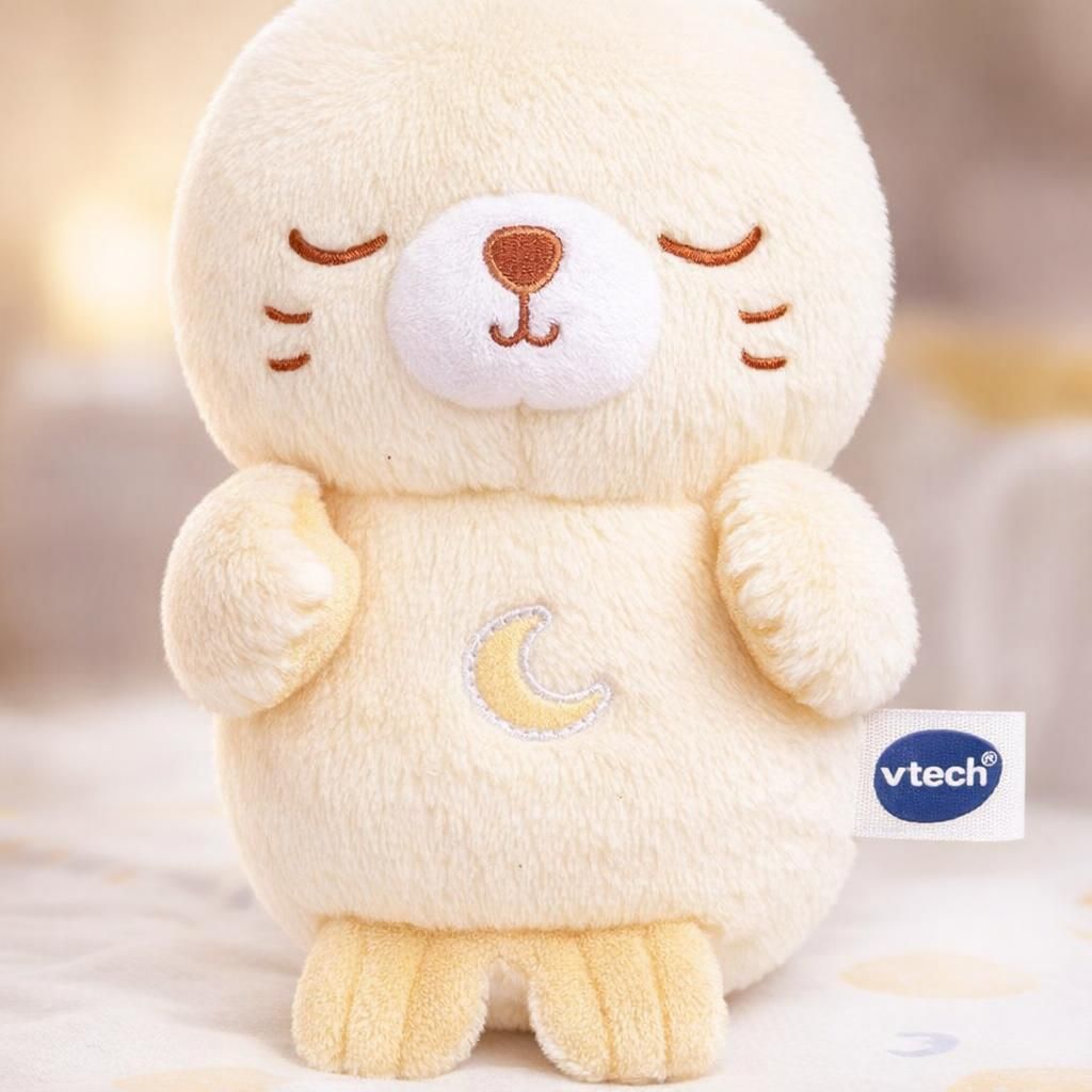 VTech - LumiZen Beige - Petite Peluche Phoque, Doudou Veilleuse Musicale Bébé - Veilleuse Nomade Enfant, Peluche Apaisante et Lumineuse - Cadeau Bébé Naissance et Cadeau Enfant - Contenu en Français